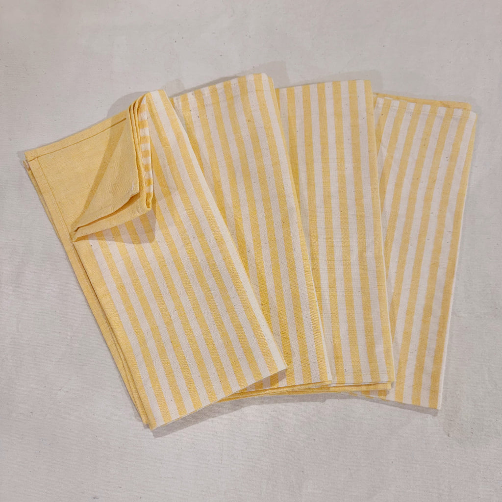Handwoven & Hand-Dyed Half-Stripe Cotton Napkins (Set of 4)