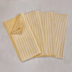 Handwoven & Hand-Dyed Half-Stripe Cotton Napkins (Set of 4)