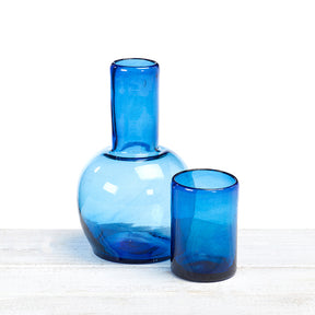 Recycled and Handblown Bedside Tumbler and Carafe Set