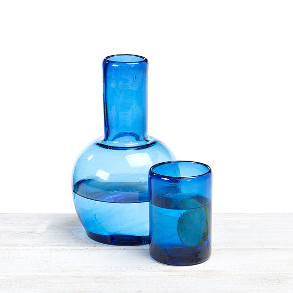 Recycled and Handblown Bedside Tumbler and Carafe Set