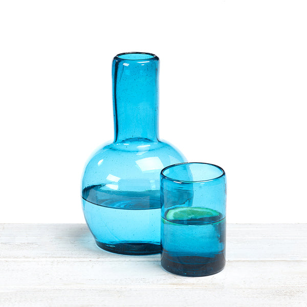 Recycled and Handblown Bedside Tumbler and Carafe Set