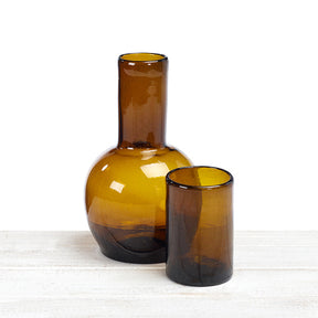 Recycled and Handblown Bedside Tumbler and Carafe Set
