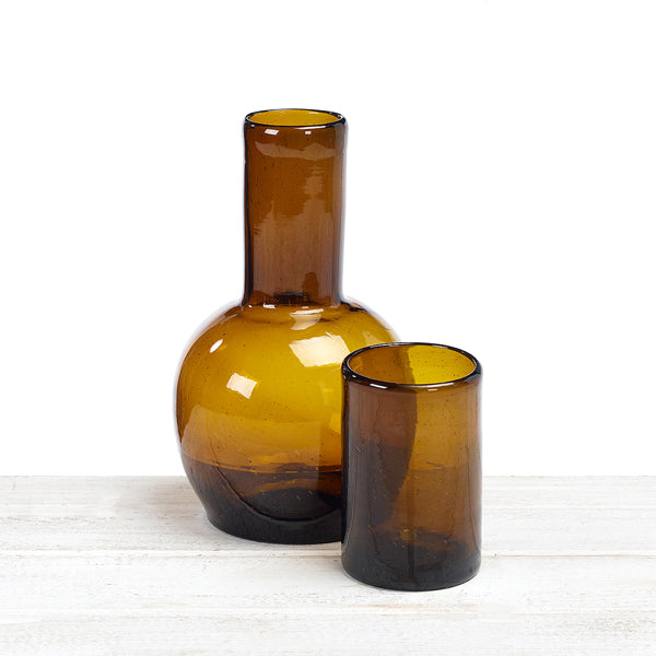 Recycled and Handblown Bedside Tumbler and Carafe Set