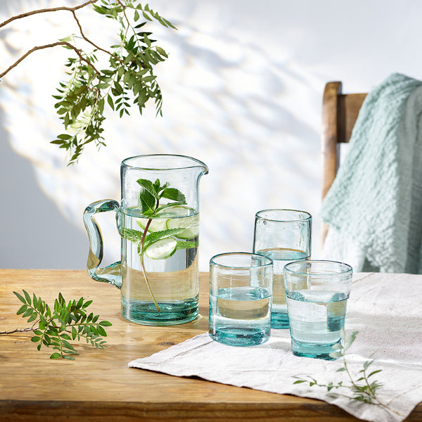 Recycled and Hand Blown Tall Tumbler Glass (Clear)