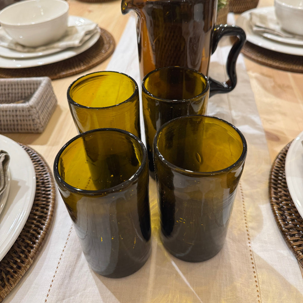 Hand-Blown Recycled Glass Tumbler – Amber