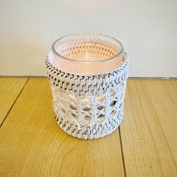 Rattan Spider Tea Light Holder with Glass