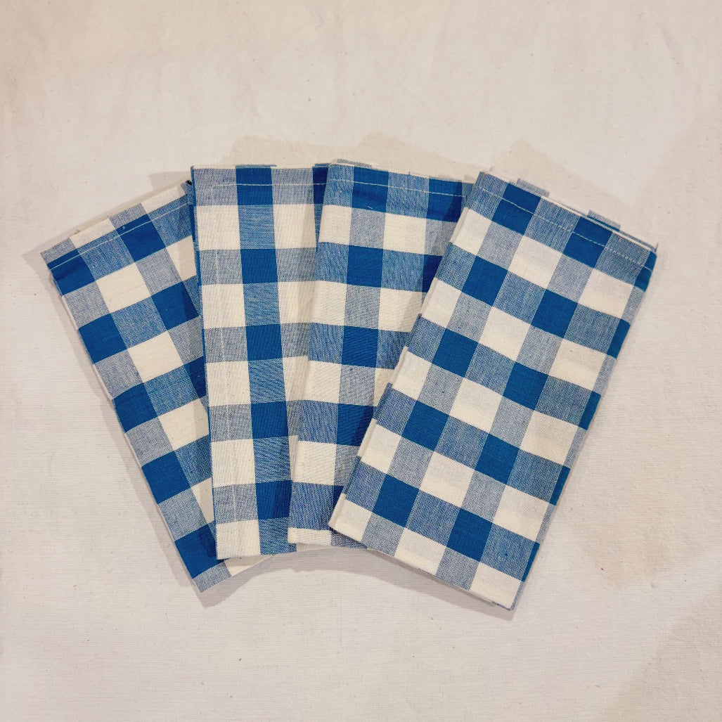 Handwoven 100% Pure Cotton Napkins – Gingham Check ( Set of Four)