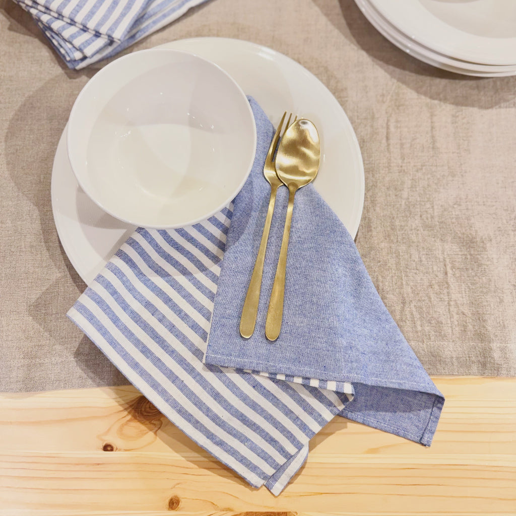 Handwoven & Hand-Dyed Half-Stripe Cotton Napkins (Set of 4)
