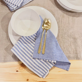 Handwoven & Hand-Dyed Half-Stripe Cotton Napkins (Set of 4)