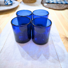 Recycled Hand Blown Short Tumbler Glass (Cobalt Blue)