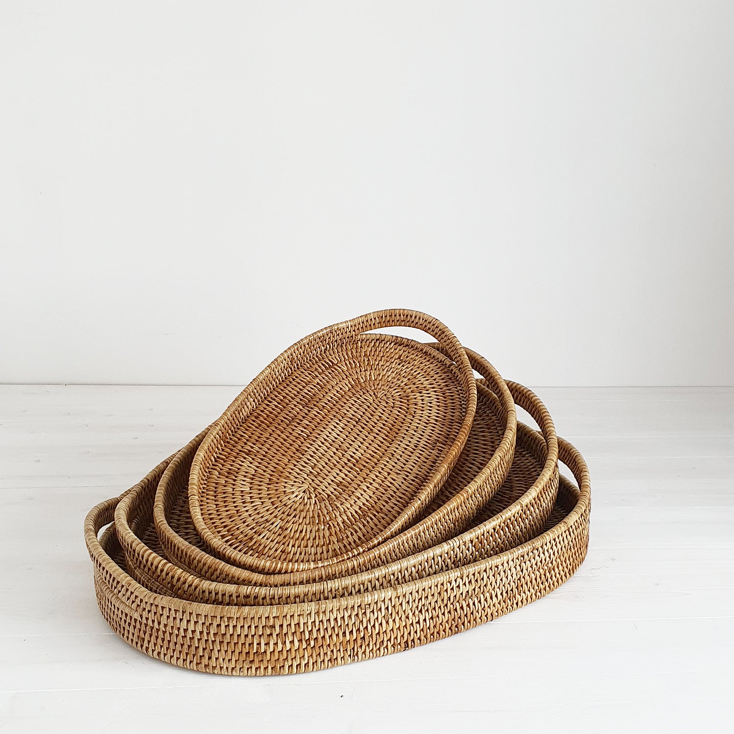 Rattan Oval Serving Tray with Arch Handles