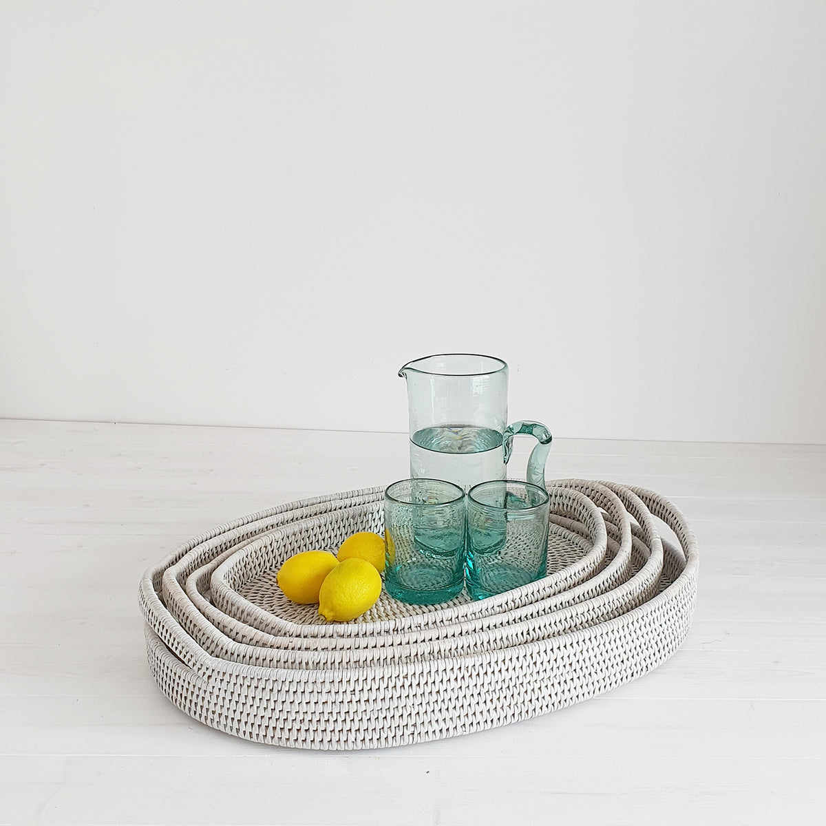 Rattan Oval Serving Tray with Arch Handles