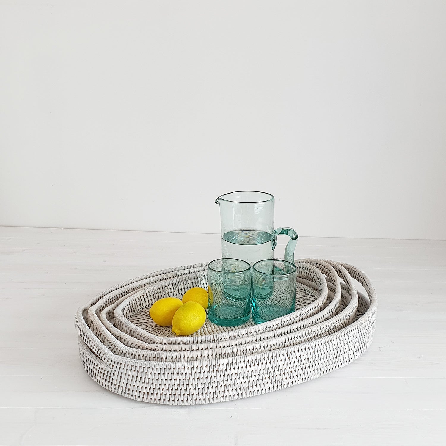 Rattan Oval Serving Tray with Arch Handles