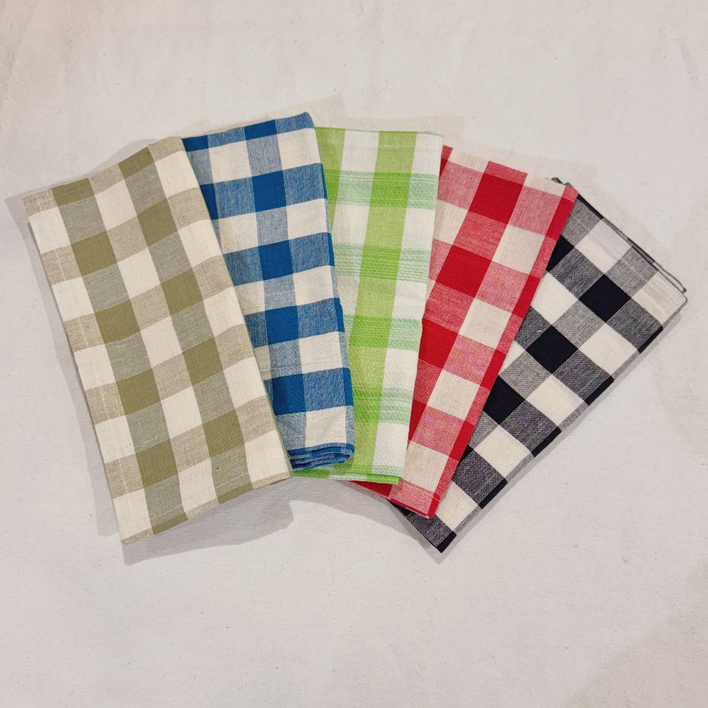 Handwoven 100% Pure Cotton Napkins – Gingham Check ( Set of Four)