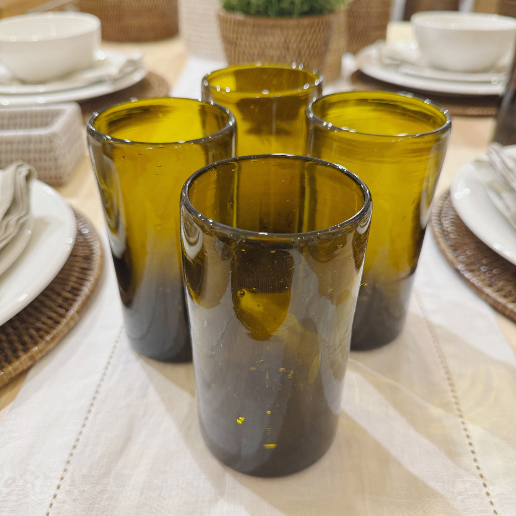 Hand-Blown Recycled Glass Tumbler – Amber