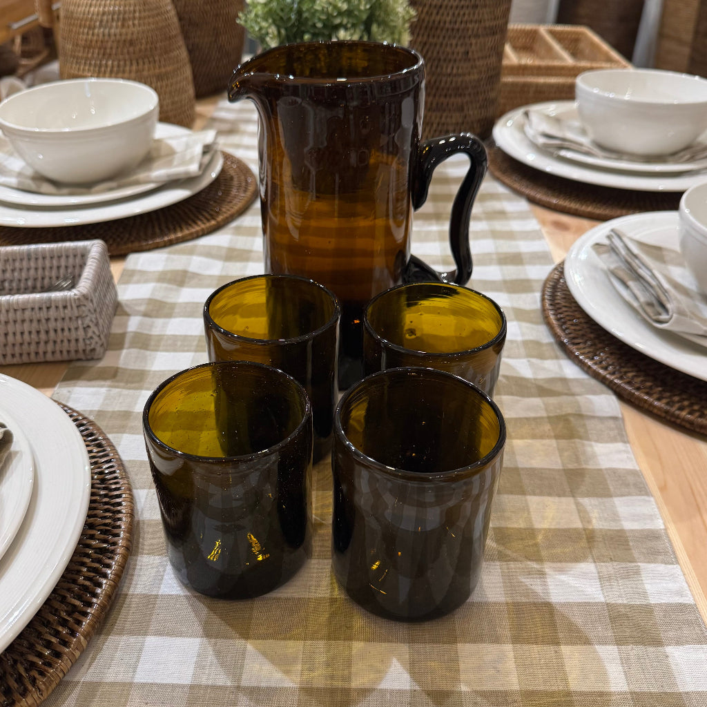 Recycled and Hand Blown Classic V Shape Glass Cup (Amber)