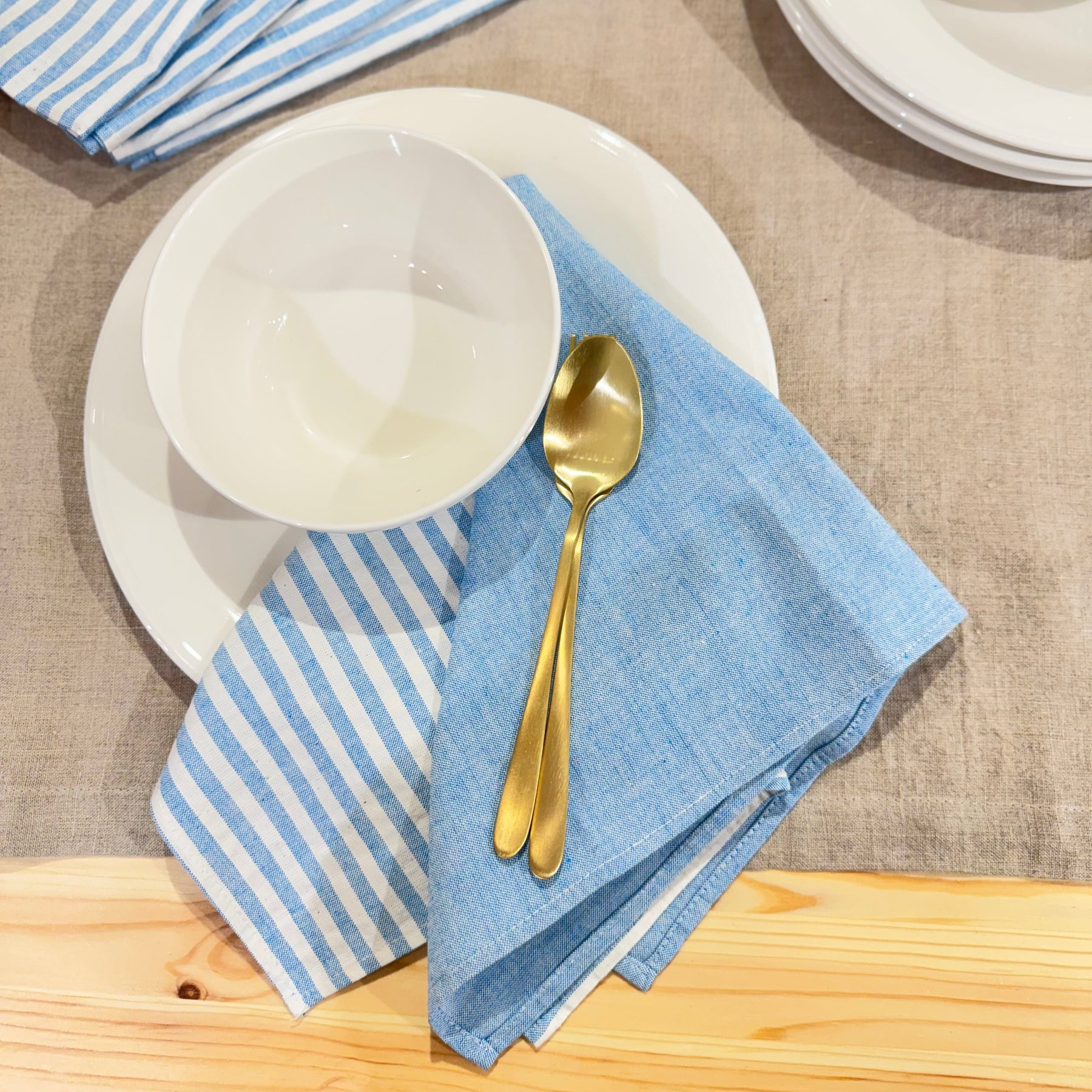Handwoven & Hand-Dyed Half-Stripe Cotton Napkins (Set of 4)