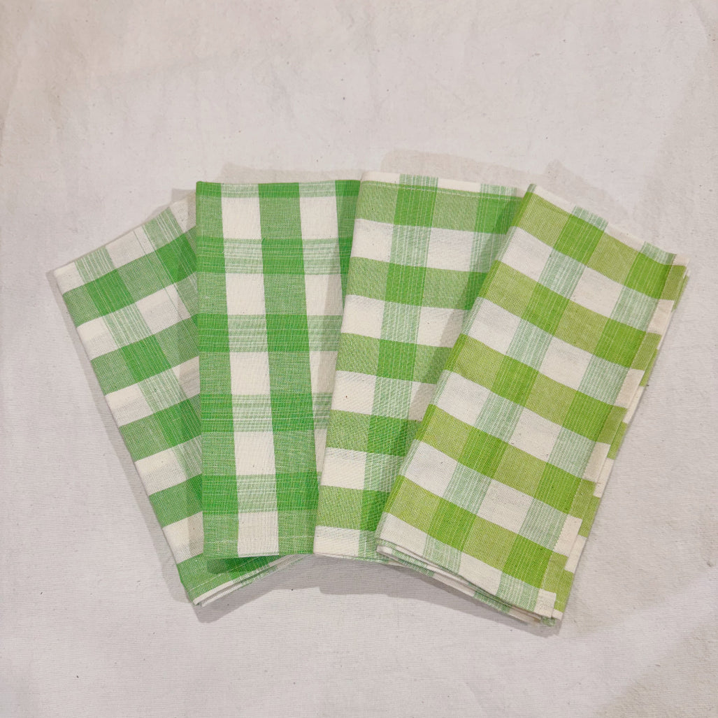 Handwoven 100% Pure Cotton Napkins – Gingham Check ( Set of Four)