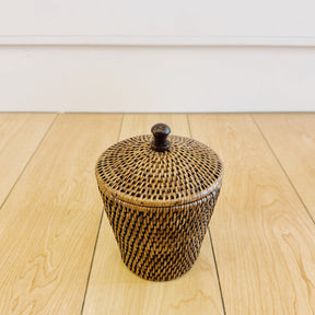 Rattan Small Pot with Lid/ Cottonwool pot