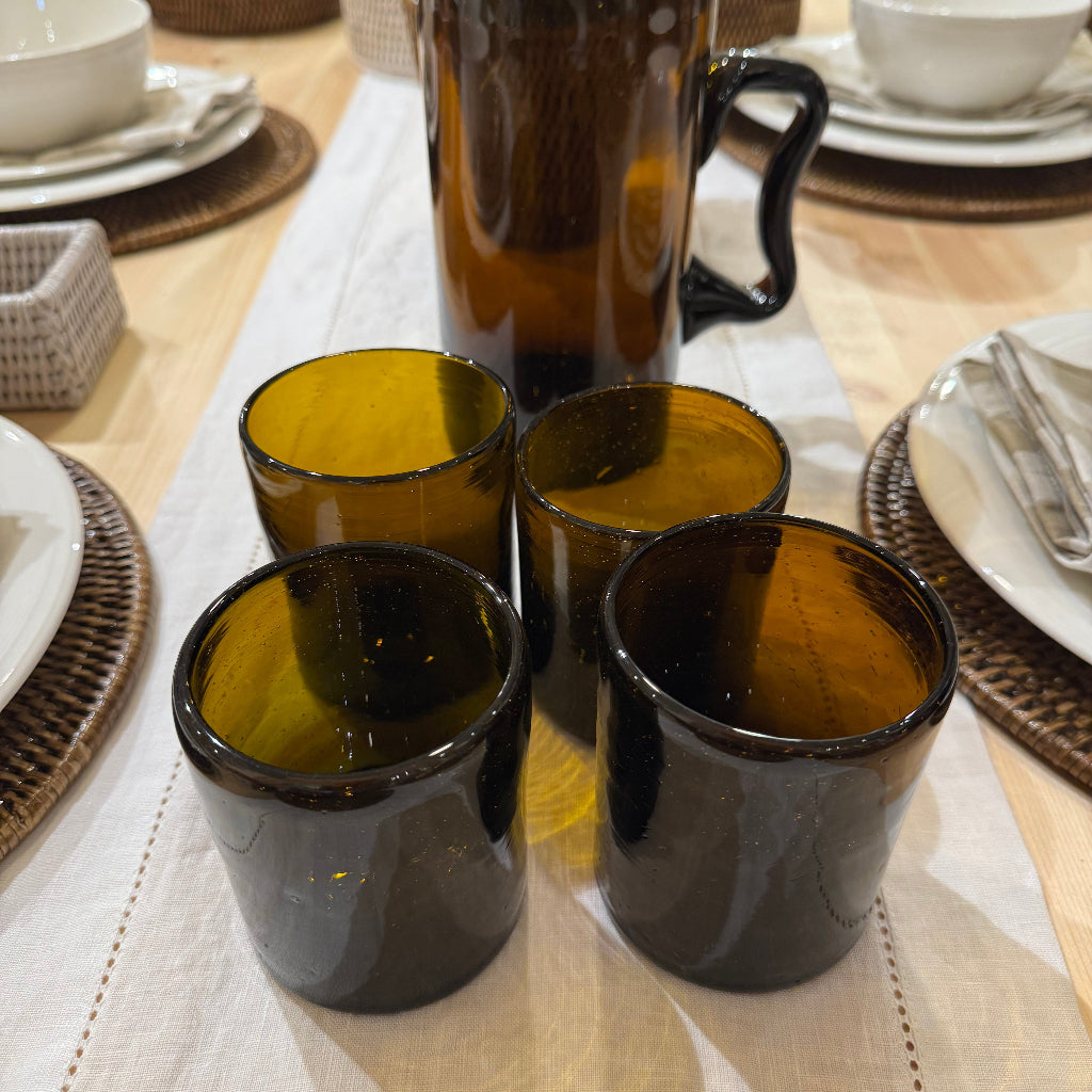 Recycled and Hand Blown Classic V Shape Glass Cup (Amber)