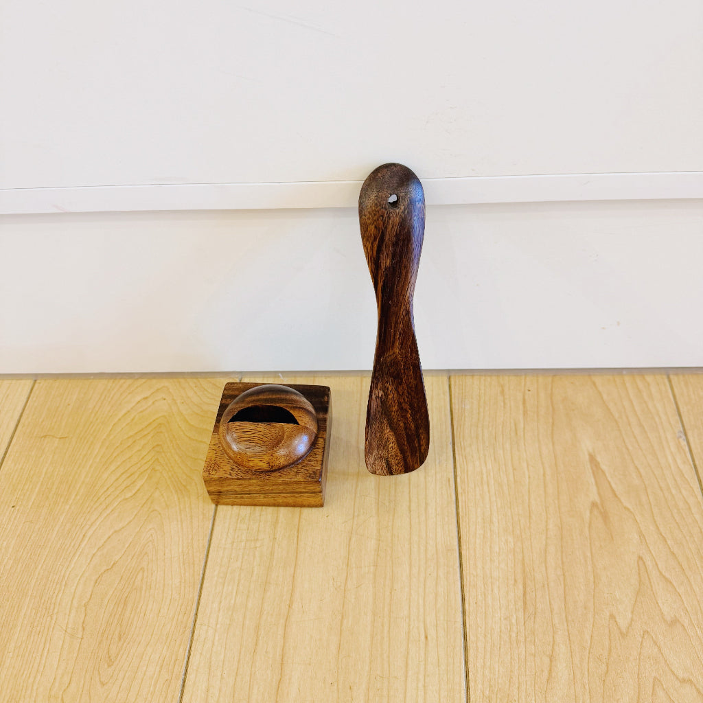 Handturned Wooden Shoe Horn with Stand- Lebbeck Wood