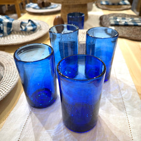 Recycled Hand Blown Short Tumbler Glass (Cobalt Blue)