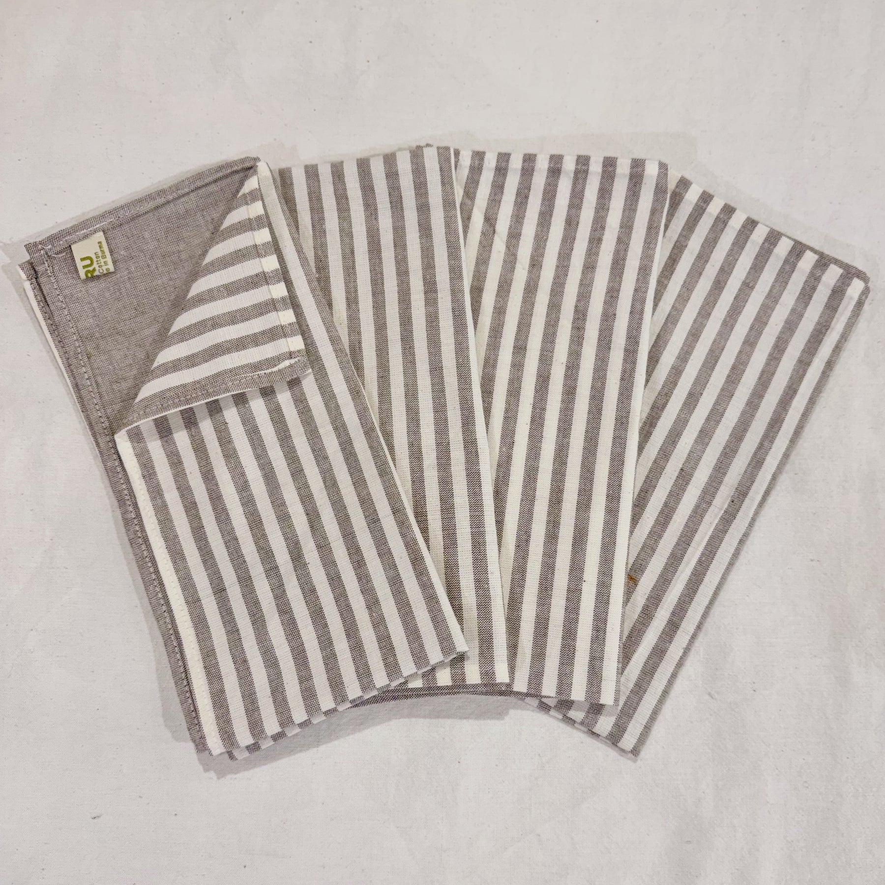Handwoven & Hand-Dyed Half-Stripe Cotton Napkins (Set of 4)