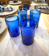 Recycled Hand Blown Short Tumbler Glass (Cobalt Blue)