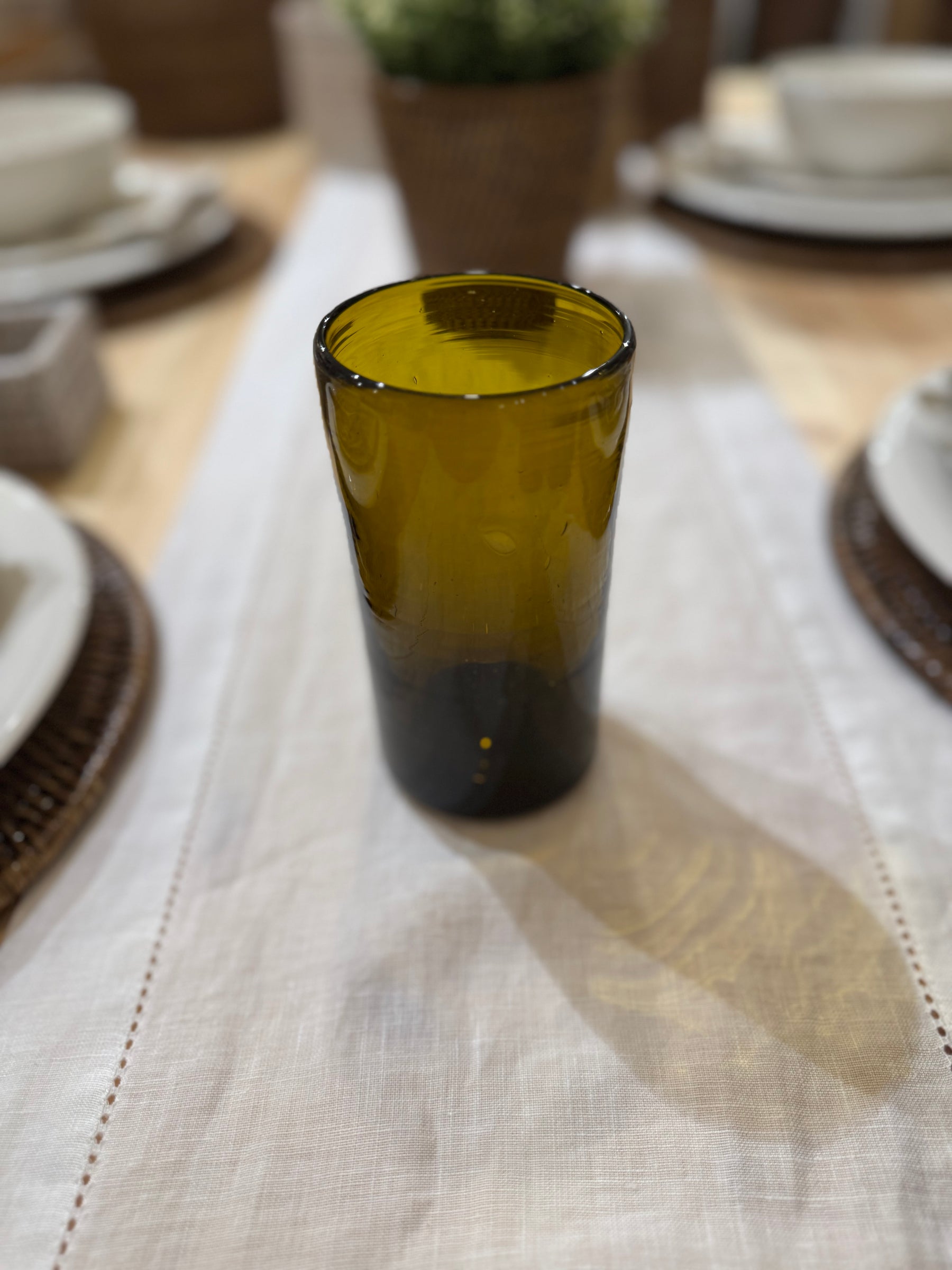 Hand-Blown Recycled Glass Tumbler – Amber