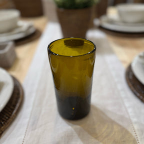 Recycled and Hand Blown Classic V Shape Glass Cup (Amber)