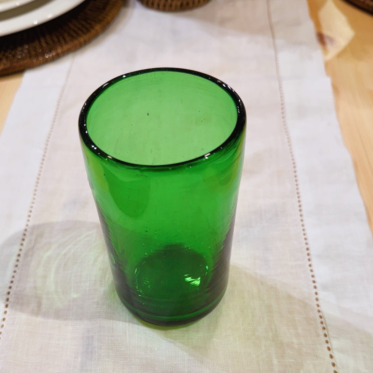 Recycled Hand-Blown Tall Tumbler Glass – Green