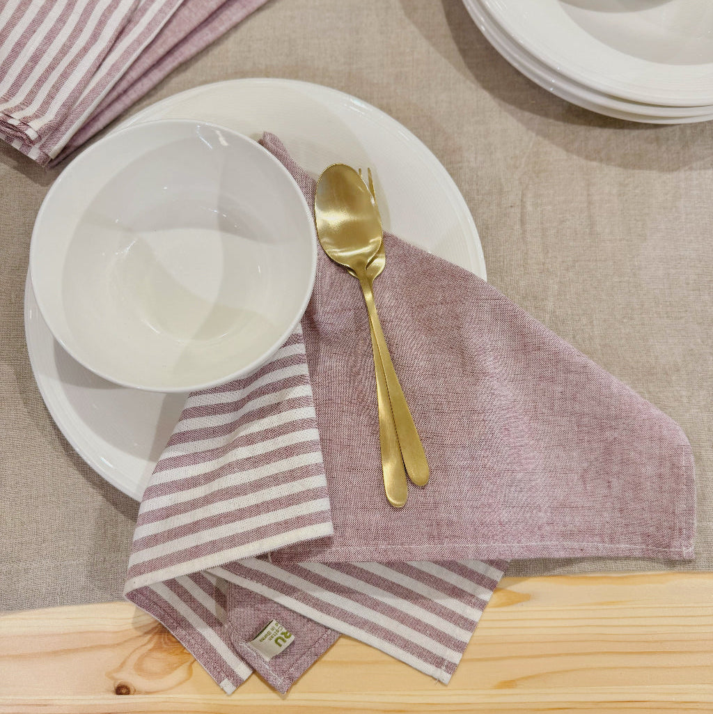 Handwoven & Hand-Dyed Half-Stripe Cotton Napkins (Set of 4)