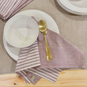 Handwoven & Hand-Dyed Half-Stripe Cotton Napkins (Set of 4)