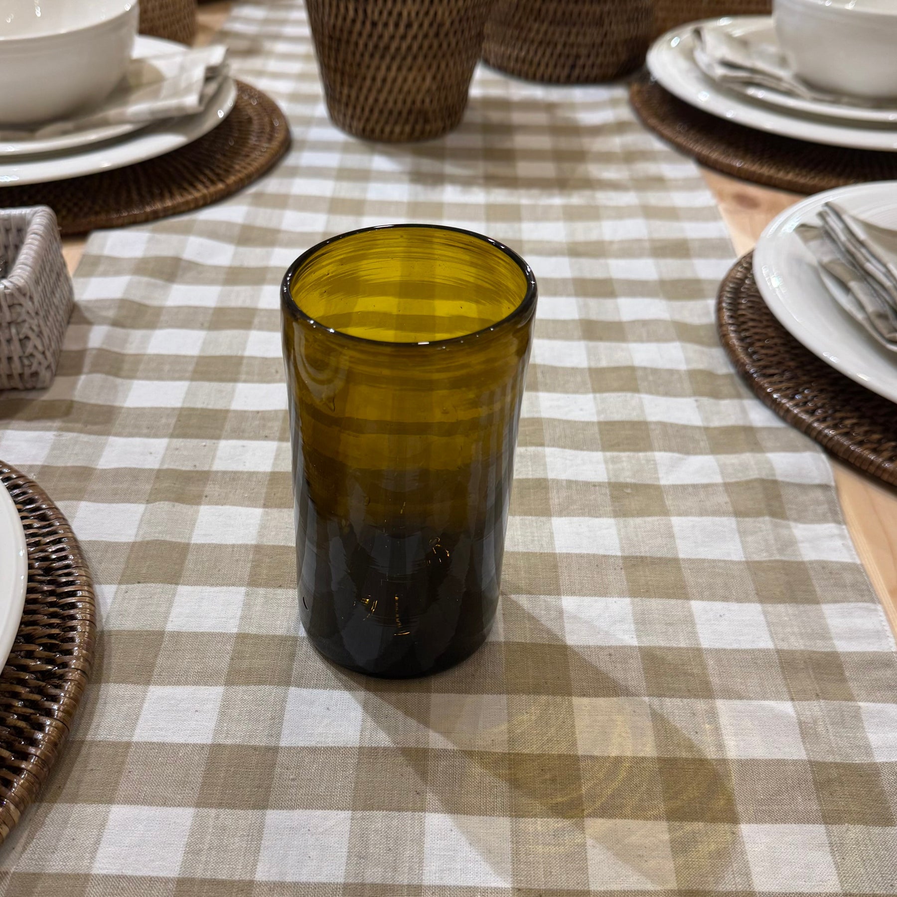 Recycled and Hand Blown Classic V Shape Glass Cup (Amber)