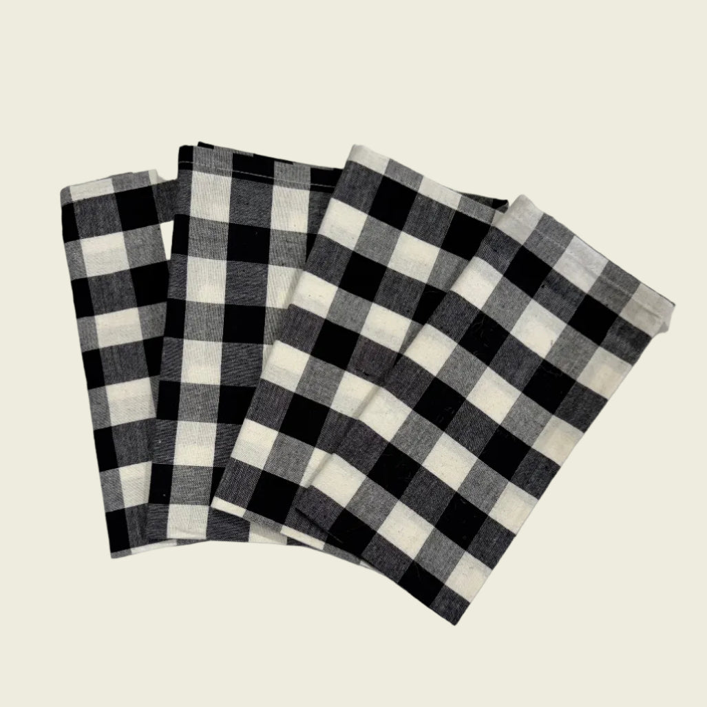 Handwoven 100% Pure Cotton Napkins – Gingham Check ( Set of Four)
