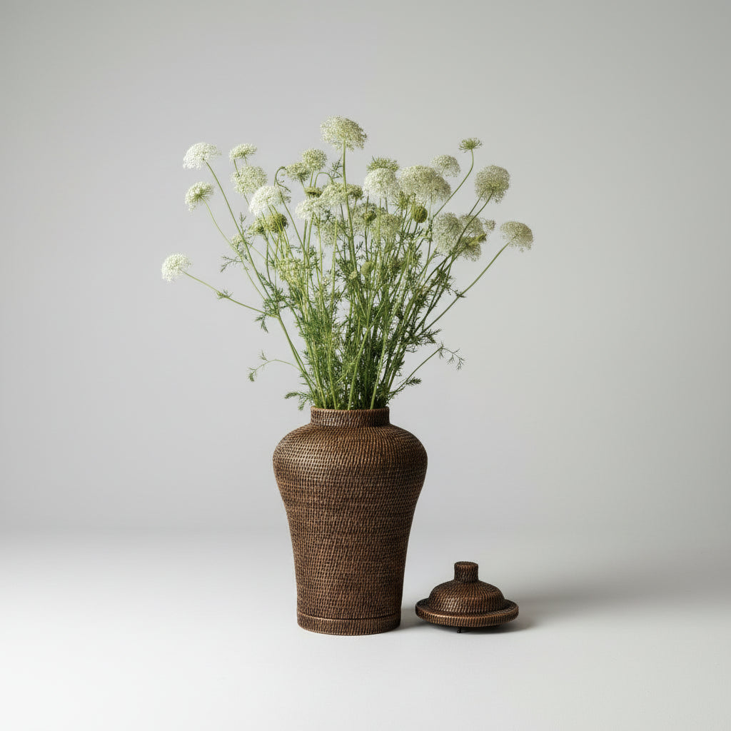 Large Ginger Rattan Vase