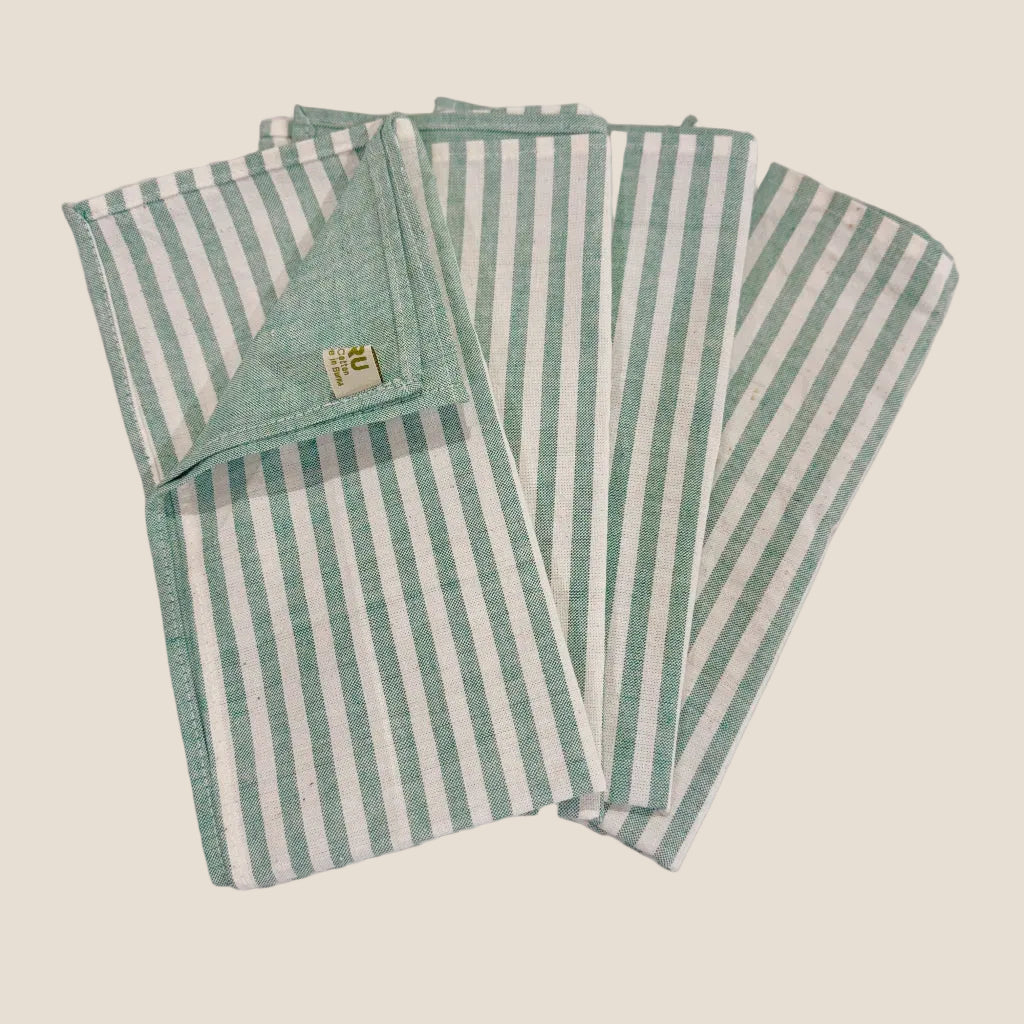 Handwoven & Hand-Dyed Half-Stripe Cotton Napkins (Set of 4)