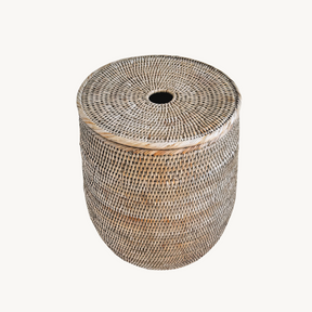 Rattan Lidded Slim Tala Palm Laundry Basket with Fabric Liner