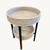 Rattan Two-Tier Coffee & Side Table – Foldable Legs
