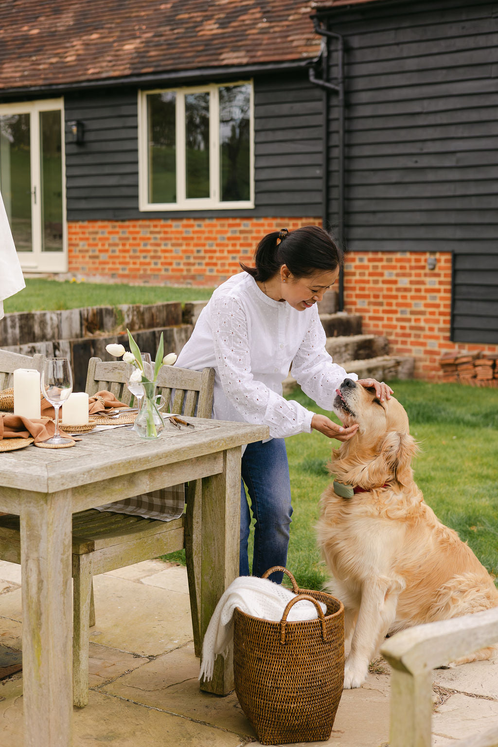 Rattan Small Tall Storage Basket with Handles
