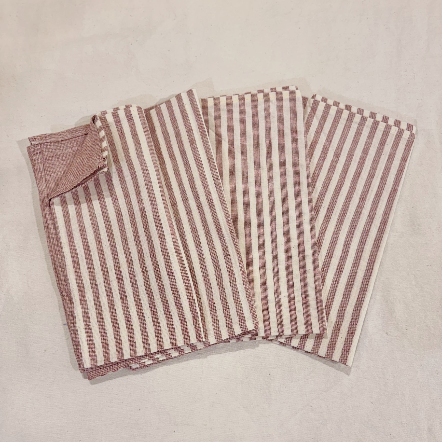 Handwoven & Hand-Dyed Half-Stripe Cotton Napkins (Set of 4)