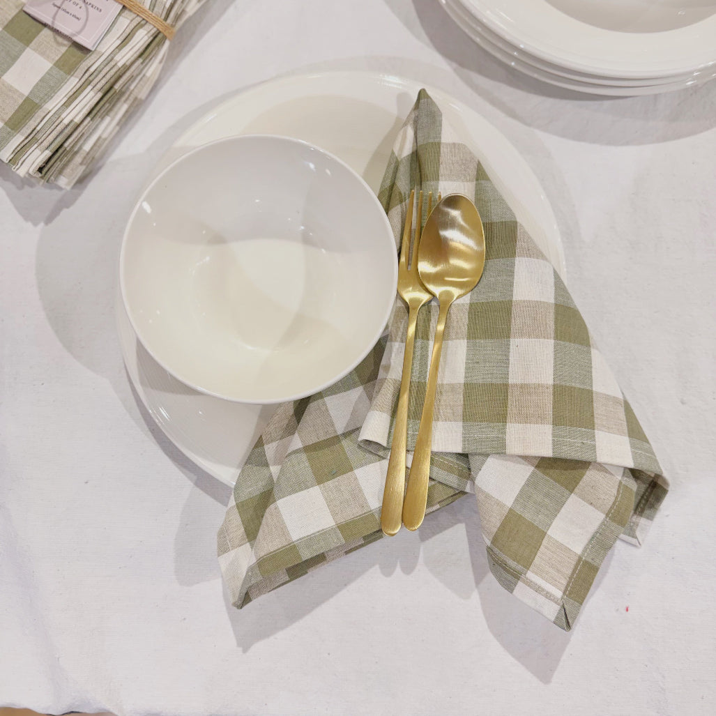 Handwoven 100% Pure Cotton Napkins – Gingham Check ( Set of Four)