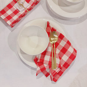 Handwoven 100% Pure Cotton Napkins – Gingham Check ( Set of Four)