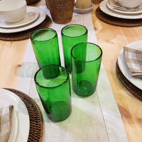 Recycled Hand-Blown Tall Tumbler Glass – Green