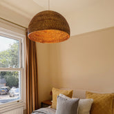 Handwoven Rattan Dome Pendant Light Shade | Natural Ceiling Lampshade