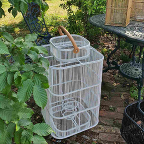 Rattan Floor Lantern – White
