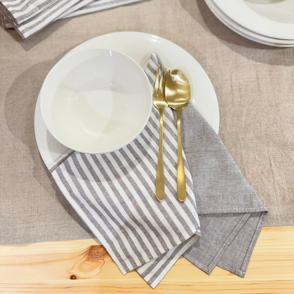 Handwoven & Hand-Dyed Half-Stripe Cotton Napkins (Set of 4)
