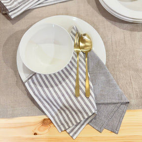Handwoven & Hand-Dyed Half-Stripe Cotton Napkins (Set of 4)