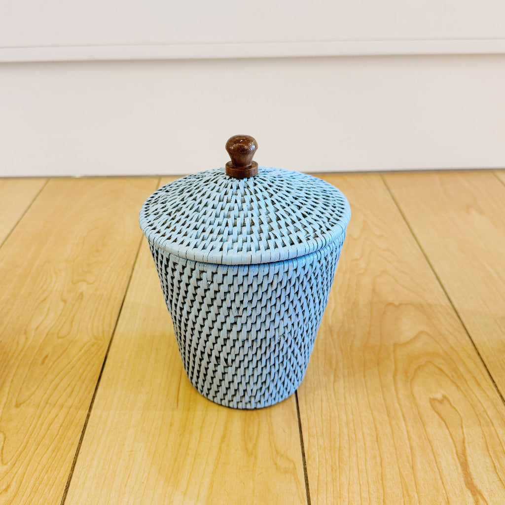 Rattan Small Pot with Lid/ Cottonwool pot