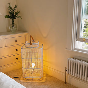Rattan Floor Lantern – White